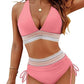 🔥2026 Neuer Typ 49% Rabatt💥Hoch taillierte Bikini-Sets mit Bauchkontrolle und Farbblock-Design👙