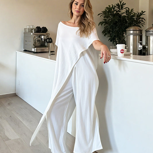 🌸💖Einfarbiges Set aus schulterfreiem Oberteil und Hose