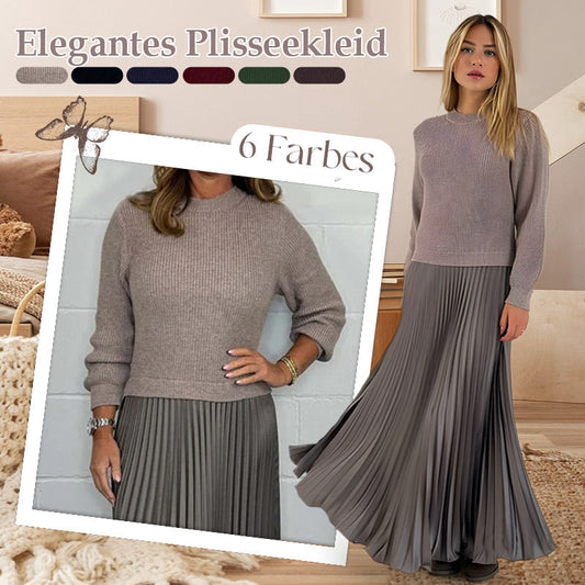 Elegante und stilvolle Faltenkleider mit Rundhalsausschnitt für Damen