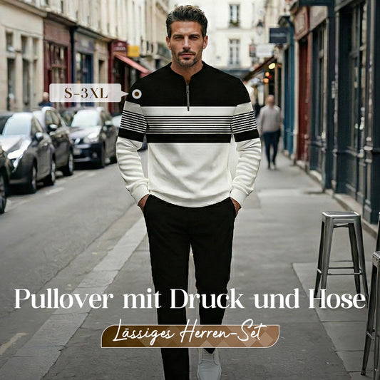 🌿👬Herren-Set mit Grafikprint, Pullover und Hose🔥Kauf 2 Artikel versandkostenfrei🔥