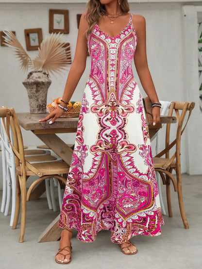 ⏳🔥2026 Hot Sale🎁Women’s Retro Print V-Neck Sleeveless Maxi Dress🔥Kauf 2 Artikel versandkostenfrei