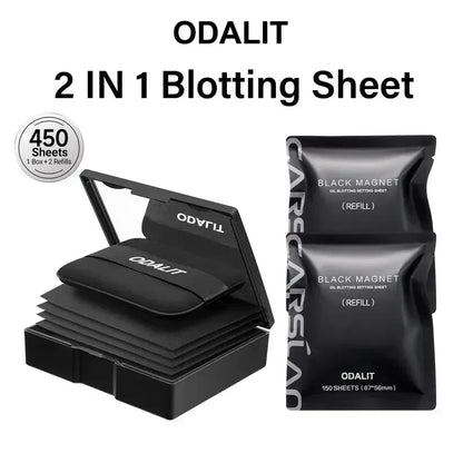 ⏰1 kaufen, 1 gratis dazu💝Schwarzes Magnet-Öl-Blotting-Setting-Sheet mit Puder für mehr Kontrolle über die Hautfettigkeit. Hält die Haut frisch. 2-in-1-Blotting-Sheet.