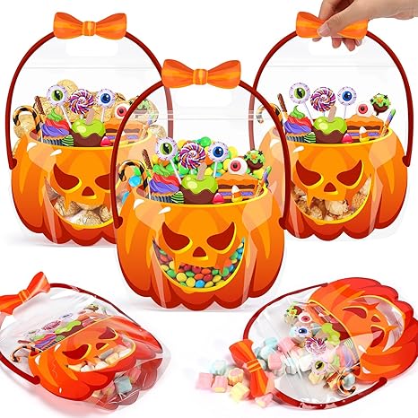 🔥🍬🎃 Transparente, versiegelte Kürbisbeutel für Halloween-Geschenke🎁