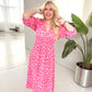 🏖️LETZTER TAG - 50% RABATT!!🎀🌸Damenkleid mit V-Ausschnitt und Print