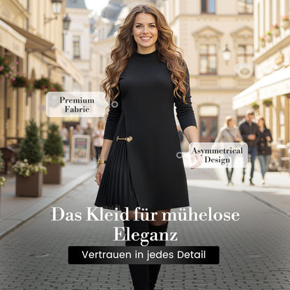 Elegantes Langarmkleid mit Plissee-Einsätzen