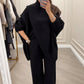 🔥2-teiliges Set für Damen – Asymmetrischer Pullover + Hose mit weitem Bein, lockere Passform und weicher Stoff, äußerst bequem 👚✨