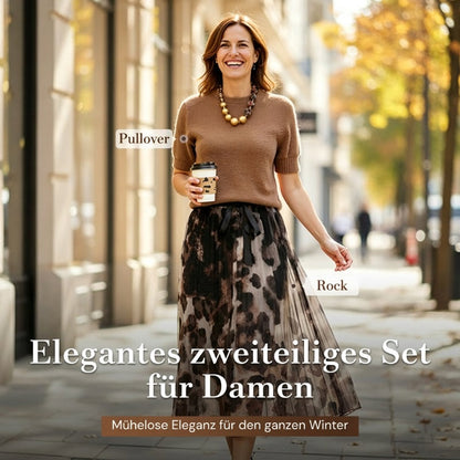 👚 50 % RABATT | Elegant kombiniert ohne Styling-Stress – Damen 2-teiliges Set mit Leo-Rock