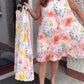 Ärmelloses Midikleid mit Plissee und Blumenprint und betonter Taille