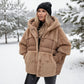 Damen Oversized Pufferjacke mit Kapuze im Patchwork-Design🔥Kostenloser Versand
