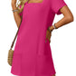 🌷 LETZTER TAG IM ANGEBOT: 50% RABATT!! 🏝️ Frauen Casual Kleid mit quadratischem Ausschnitt und kurzen Ärmeln, inklusive Taschen.