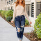 📢📢50%Rabatt!!!🎉✨Bauchweg-Jeans im Used-Look mit Bündchen