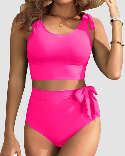 ✨Hot Sale 50% Off 🎀Double Tie High Waist Tummy Control Bikini Set💖