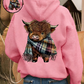 🐮 50% RABATT!!🎁Niedliches Kapuzensweatshirt mit kuscheligem Fleecefutter, Highland-Kuh-Motiv