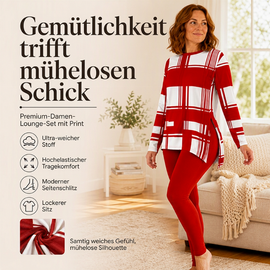 Set aus langärmeligem T-Shirt mit Aufdruck und Leggings für Damen