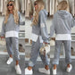 🍂KAUFE 2 UND ERHALTE KOSTENLOSEN VERSAND✨🩷Lässiger Sweatshirt-Anzug mit Kapuze und Patchwork für Damen