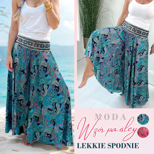 🌸Was soll ich morgen anziehen?💥Hose mit elastischem Bund und ethnischem Muster