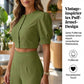 Elegantes Set: Crop-Top mit Puffärmeln & Hose mit weitem Bein