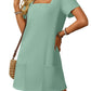 🌷 LETZTER TAG IM ANGEBOT: 50% RABATT!! 🏝️ Frauen Casual Kleid mit quadratischem Ausschnitt und kurzen Ärmeln, inklusive Taschen.