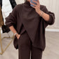 🔥2-teiliges Set für Damen – Asymmetrischer Pullover + Hose mit weitem Bein, lockere Passform und weicher Stoff, äußerst bequem 👚✨