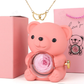 💝 50% RABATT! 🌹 Niedliches Teddybär-Set mit konservierter Rose – Komplettset (Halskette, Ewige Rose, Bär), Einzigartiges Geschenk & Romantisch 🧸