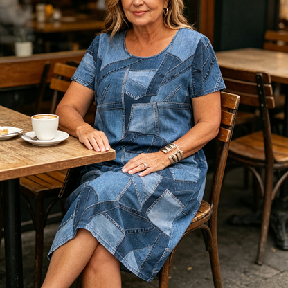 👗Damenkleid mit buntem Patchwork-Muster für den Alltag