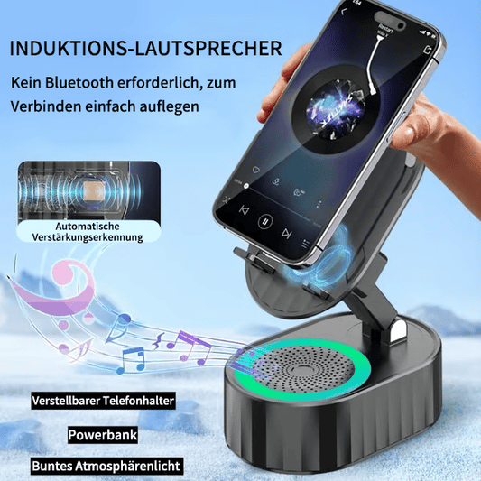 Verbesserter Handyständer mit Induktionslautsprecher/Powerbank/Atmosphärenlicht✨