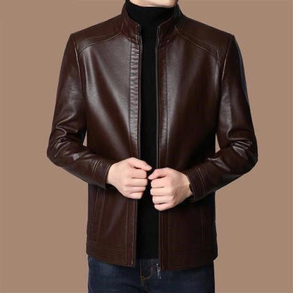 ⏳🍂Herrenjacke aus Leder mit warmem Plüschfutter