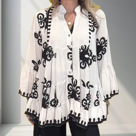 🔥HEISSER SALE 49 % RABATT🔥Bedrucktes Rüschenoberteil im Boho-Stil für Damen