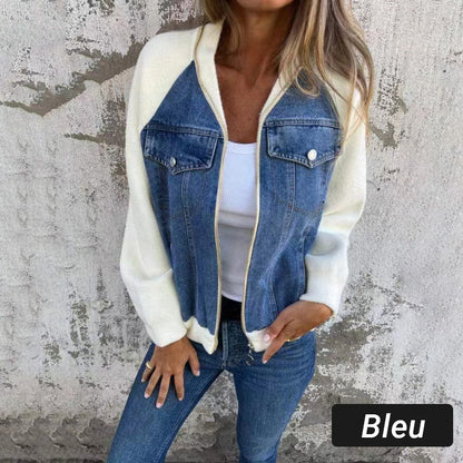 🔥Compre 2 envío gratis🔥Chaqueta de empalme de mezclilla creativa para mujer de nueva moda