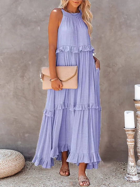 🌸Sommer Casual Ärmellos Riemchen Rückenfrei Volants Kleid