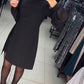 56%Rabatte💥Schlichtes, elegantes, sexy, seidiges Langarmkleid
