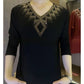 Winterliches Samt-Langarm-T-Shirt mit Strasssteinen, warm und modisch