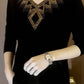 Winterliches Samt-Langarm-T-Shirt mit Strasssteinen, warm und modisch