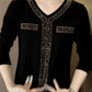 Winterliches Samt-Langarm-T-Shirt mit Strasssteinen, warm und modisch
