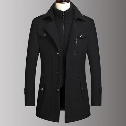 🎁Kostenloser Versand🔥😎Neuer Wollmantel für Herren mit Doppelkragen für Herbst und Winter