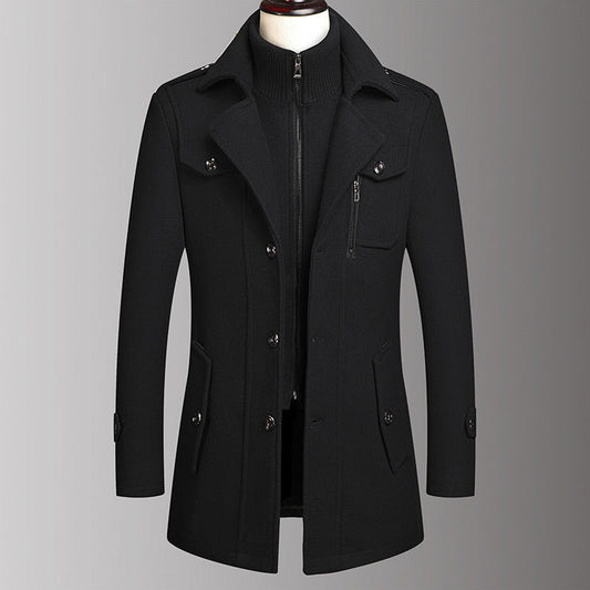 🎁Kostenloser Versand🔥😎Neuer Wollmantel für Herren mit Doppelkragen für Herbst und Winter