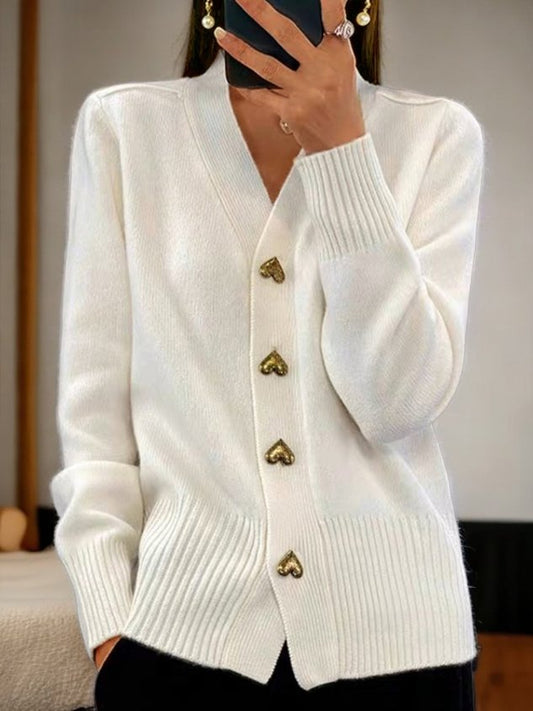 🎁Damen-Cardigan aus einfarbiger Wolle mit Knöpfen✈️Kostenloser Versand bei 2 Einkäufen