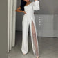 ✨👠Damen One Shoulder Glitter Mesh Flared Jumpsuit🖤 Mode Party Essential, funkeln und glänzen, ziehen Sie die Aufmerksamkeit auf sich!