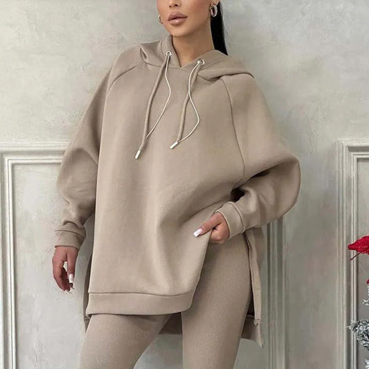 💖 ✨Damen 2-teiliges Set – Kapuzen-Sweatshirt mit Schlitz & Hose👖