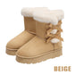 🎀Weihnachts-Specials🎁Klassische Plateau-Schneestiefel für Frauen mit Plüsch-Schleife