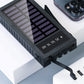 10000mAh tragbare Solar-Powerbank mit eingebautem Kabel und LED-Licht