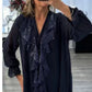 💃Langärmliges Chiffon-Shirt mit V-Ausschnitt und Pailletten für Damen🎁