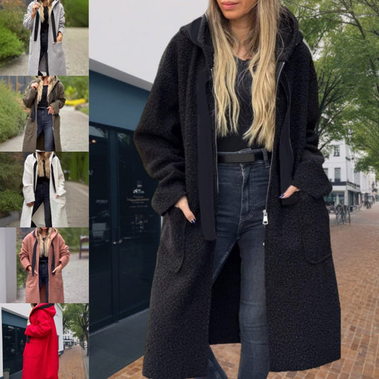 Trendiger Damenmantel mit Reißverschluss, Kapuze und Taschen✈️Kostenloser Versand bei 2 Einkäufen