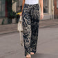 🌺Damenhose mit elastischem Bund aus Baumwolle und Leinen mit Aufdruck