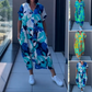 Lässiges, elegantes, bedrucktes Kleid mit V-Ausschnitt für Damen