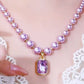 💜Elegant Purple Imitation Pearls Necklace with Pendant