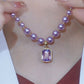 💜Elegant Purple Imitation Pearls Necklace with Pendant
