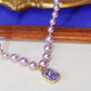 💜Elegant Purple Imitation Pearls Necklace with Pendant
