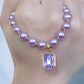 💜Elegant Purple Imitation Pearls Necklace with Pendant