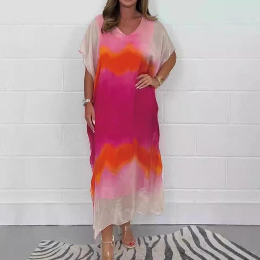 💞Was soll ich morgen anziehen?✨ Bequemes, lässiges Chiffon-Dip-Dye-Kleid für Damen